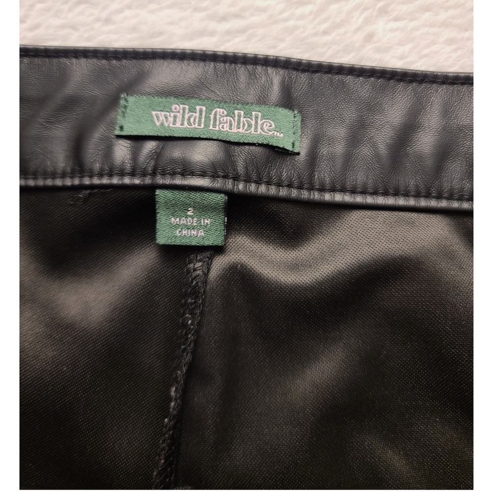 Wild Fable Women's Black Faux Leather Wide Leg Seam Front Pants Size 2 NWOT - Picture 5 of 13